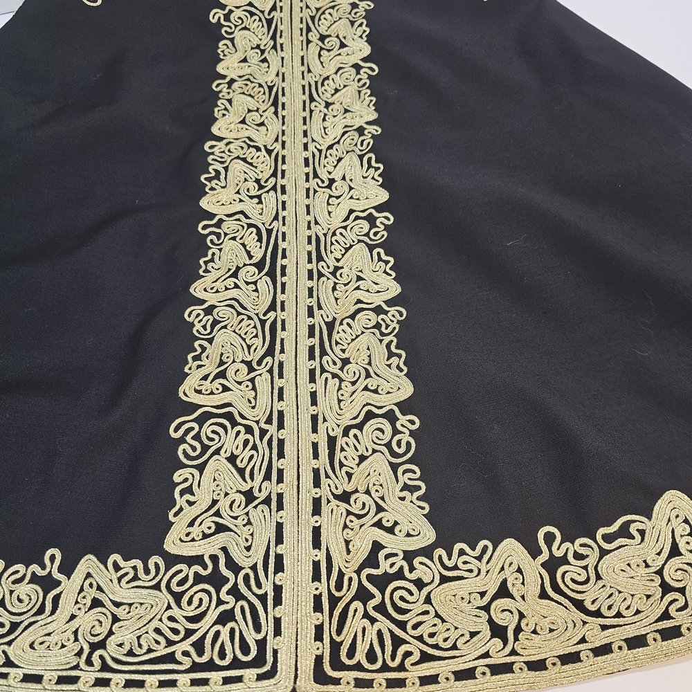 Antropology Beth Bowley Black Dress with Gold Detailing Onamentation Wool Boho - Picture 9 of 12